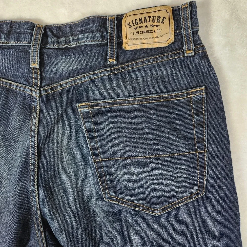 Signature by Levi Strauss Relaxed Jeans Mens 38x30 Dark‎ Wash Excellent Denim
